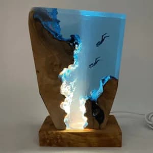 photo of Wood & Resin Ocean Lamp